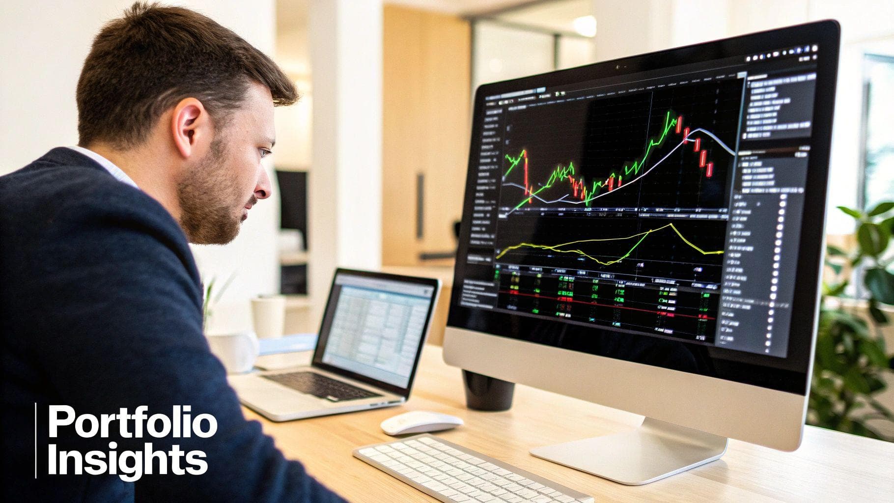 A person using a calculator with financial charts in the background, symbolizing cost analysis.