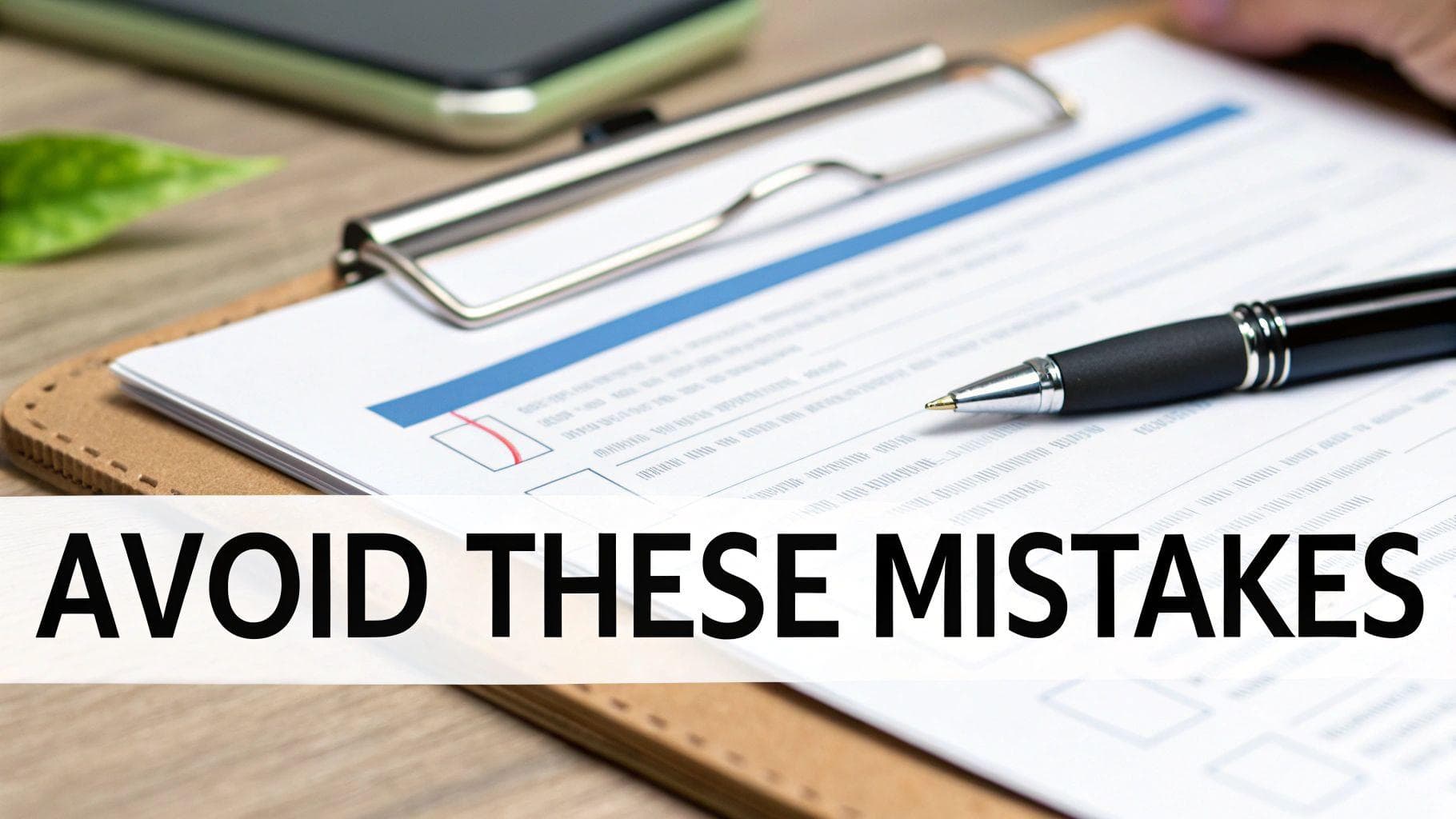 A checklist on a clipboard with a pen, symbolizing avoiding mistakes.