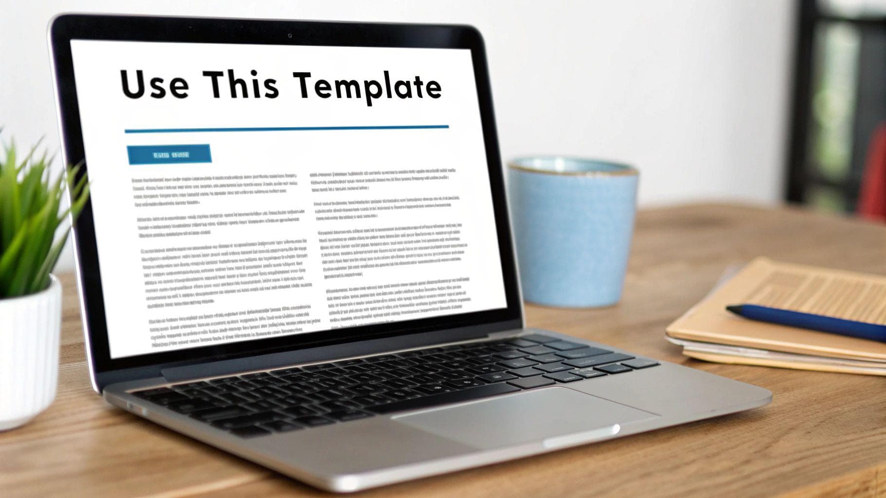 A clean, professional email template displayed on a tablet screen, ready to be filled out.