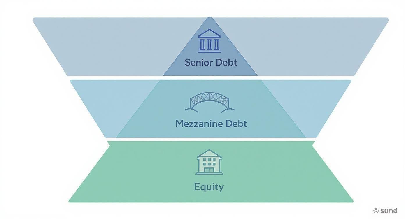Infographic about mezzanine debt meaning
