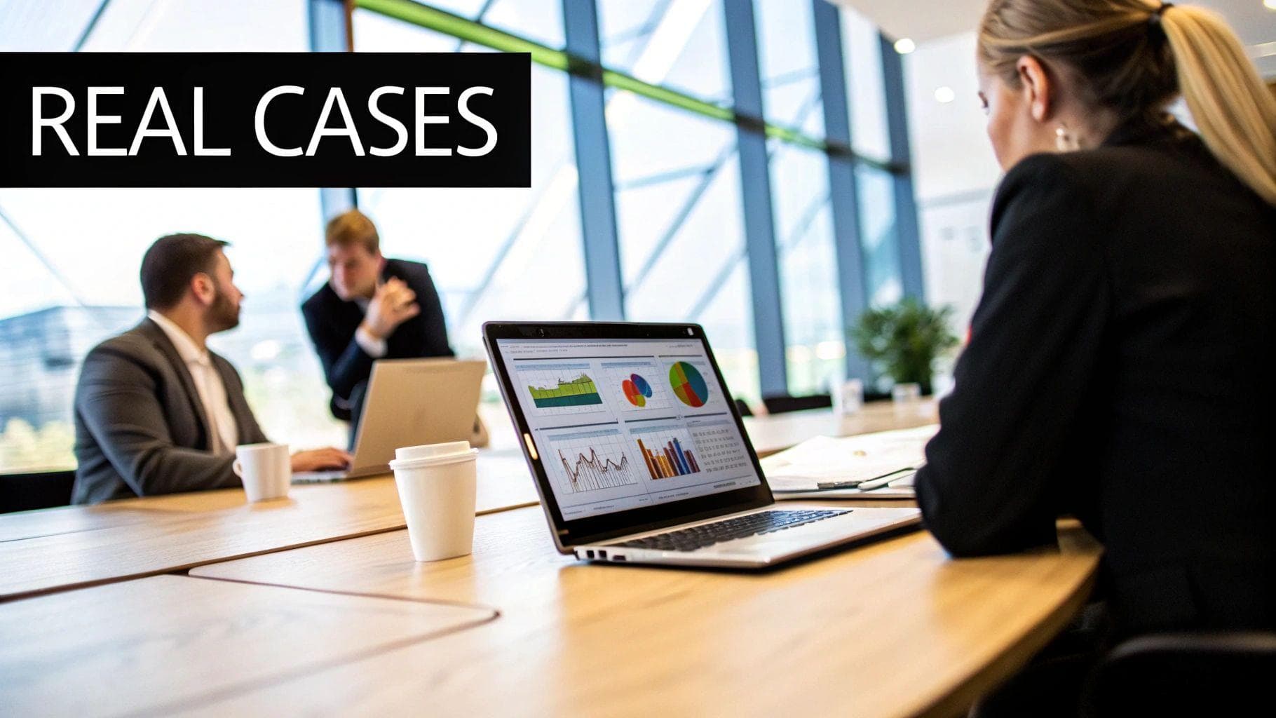 Image of person pointing at a financial chart