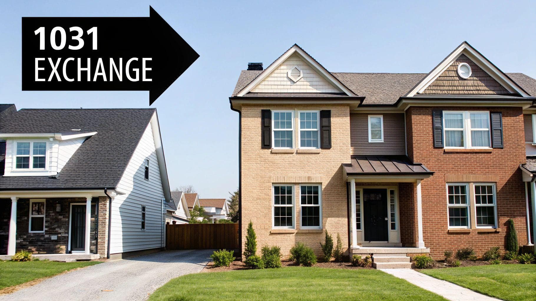 Infographic explaining the 1031 Exchange process, showing a property being sold, proceeds going to a Qualified Intermediary, and then being used to purchase a new like-kind property within strict timelines.